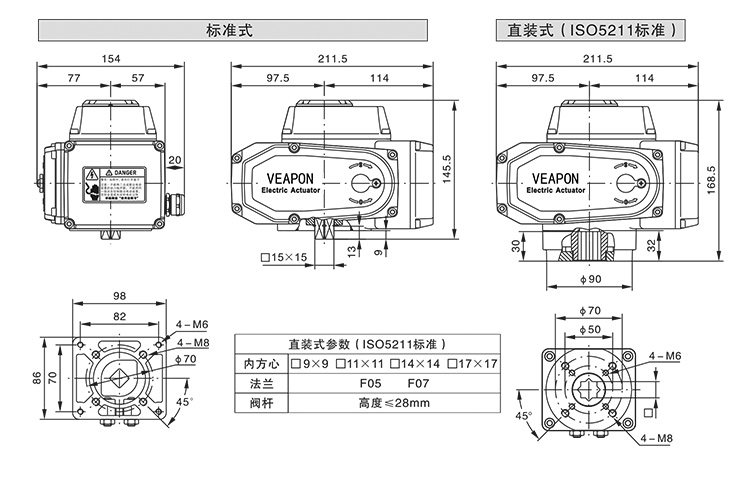 VEAPON電動(dòng)絲口球閥結(jié)構(gòu)圖